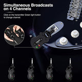 LEKATO 5.8GHz Wireless Guitar System with 4-Channel Digital Transmitter and Receiver, 300-Foot Range