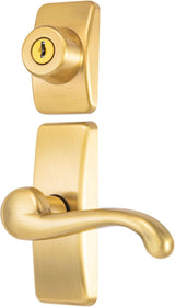 Ideal Security Satin Gold Door Lever with Deadbolt Lock for Storm and Screen Doors
