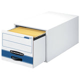 Bankers Box Stor/Drawer Steel Plus Letter Storage Boxes in White/Blue, 6 per Carton
