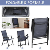 Yaheetech Set of 4 Outdoor Folding Dining Chairs with Armrests, Metal Frame & Backrest for Lawn, Garden, Yard or Poolside, Black