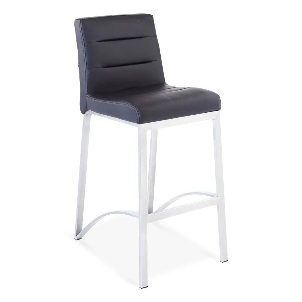 Contemporary Lynx Bar Stool by Zuri Furniture, Counter Height Design with Metal Base, Black