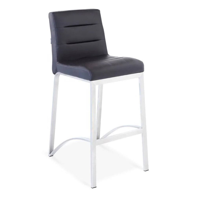 Contemporary Lynx Bar Stool by Zuri Furniture, Counter Height Design with Metal Base, Black