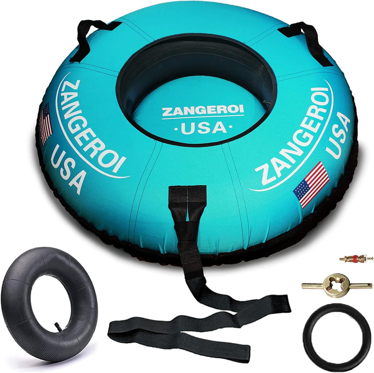 45 in. Inflatable Snow Tube with Heavy-Duty Double Rubber Construction and Cover for Kids and Adults