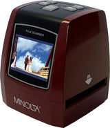 MINOLTA Film & Slide Scanner for Converting 35mm, 126 & 110 Negatives, Slides and Super 8 Films into 22MP JPEG Photos, Includes 16GB SD Card, Red