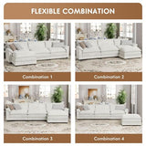 YESHOMY U-Shaped Modular Sectional Sofa in Grey Chenille, Featuring Supportive Soft Sponges, Removable Ottoman, and Sleeper Design