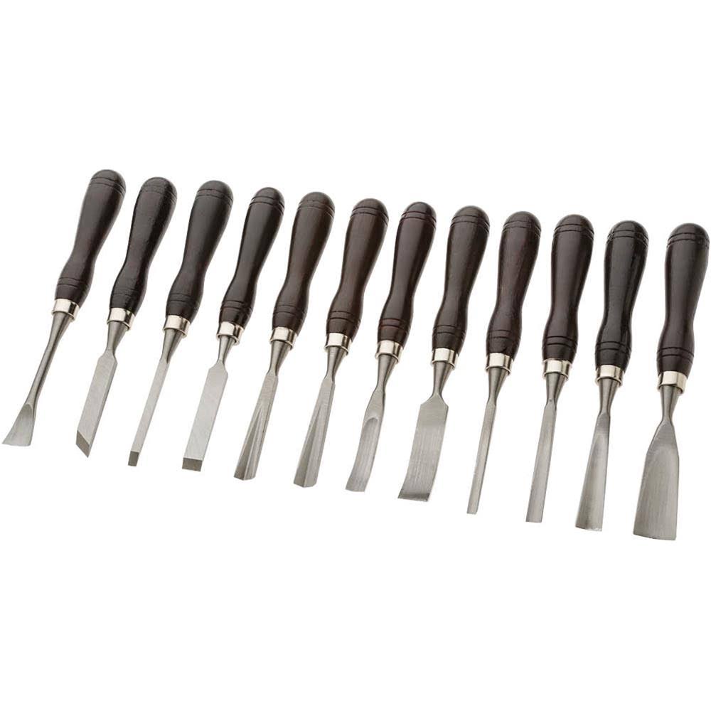 Grizzly H7923 12-Piece Chisel Set with Wooden Storage Box