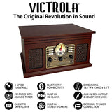 Victrola The Quincy 6-in-1 Bluetooth Record Player & Multimedia Center with 3-Speed Turntable, CD & Cassette Player, AM/FM Radio, Built-In Speakers and Wireless Music Streaming, Natural
