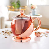 Pinky Up 24 Oz Rose Gold Wrapped Glass Teapot with Loose-Leaf Tea Infuser Strainer
