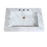 Avanity Carrara White Marble Integrated Sink Top, 33×22 Inches