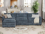YESHOMY U-Shaped Modular Sectional Sofa in Grey Chenille, Featuring Supportive Soft Sponges, Removable Ottoman, and Sleeper Design