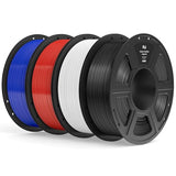 ELEGOO 4KG PLA Filament Bundle with 4pcs 1kg Spools, 1.75mm 3D Printer Filament with +/- 0.02mm Dimensional Accuracy for Most FDM Printers, Black White Dark Blue True Red