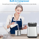 KISSAIR 1.5L Upright Ice Cream Maker with Stainless Steel Housing and LED Display, 3 Modes for Gelato, Frozen Yogurt and Sorbet