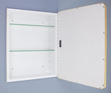 16×20 Austin Farmhouse Recessed Medicine Cabinet with Rounded Rectangle Metal Frame, Beveled Mirror & Glass Shelves, 14×18 in-Wall Opening, Powder-Coated Steel, Magnet Close, Brushed Nickel