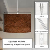Plug-In Pendant Light with Linen Lampshade, Clear Cord and Dimmable Switch for Bedroom or Living Room