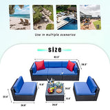 Devoko 6-Piece Beige Patio Conversation Set with Handwoven Rattan Sofa, Sectional Seating, Cushions and Glass Table