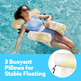 Sloosh Inflatable Pool Lounge Chair with Plant Pattern, Floating Hammock Mat for Adults, Water Raft for Pool, Beach and Summer Parties