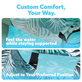 Sloosh Inflatable Pool Lounge Chair with Plant Pattern, Floating Hammock Mat for Adults, Water Raft for Pool, Beach and Summer Parties