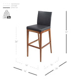 Set of 2 New Pacific Direct Devon Counter Stools with PU Leather Seats, Antique Gray Upholstery and Walnut Brown Legs