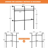 Aheaplus Industrial Pipe Clothing Rack with LED Lights & Shelves, Reversible 79.7in Heavy-Duty Garment Wardrobe for Walk-In Closet, Black