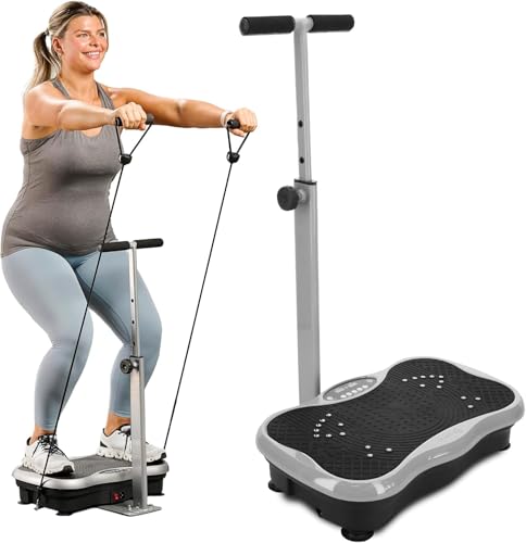 Lifepro TrimLite Whole Body Vibration Plate with Handlebars, 99 Speed Levels, Bluetooth Speaker, Resistance Bands and Remote for Exercise and Lymphatic Drainage Massage