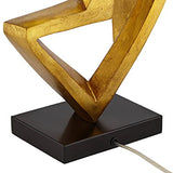Possini Euro Design Zeus Sculptural Table Lamp, 28.5-Inch Mid-Century Modern Design with Gold Leaf Metal and Black Fabric Tapered Drum Shade