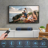 TV Soundbar with Built-In Subwoofers, Bluetooth 5.0, HDMI-ARC, Optical, AUX, Coaxial and USB Connectivity, Wired or Wireless Surround Sound with Remote