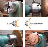 4-Inch Self-Centering Wood Lathe Chuck with 4 Jaws, 1 x 8 TPI Mount for Wood Turning