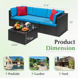 Devoko 6-Piece Beige Patio Conversation Set with Handwoven Rattan Sofa, Sectional Seating, Cushions and Glass Table