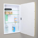 16×20 Austin Farmhouse Recessed Medicine Cabinet with Rounded Rectangle Metal Frame, Beveled Mirror & Glass Shelves, 14×18 in-Wall Opening, Powder-Coated Steel, Magnet Close, Brushed Nickel