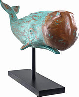 Design Toscano SD1120725 Folk Art Faux Wood Whale Statue with Display Stand, 30 Inch, Blue