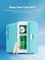 Silonn SLRE01G1 4 L/6-Can Mini Fridge with Cooling and Warming, Portable Teal Skin Care Refrigerator for Home, Office, Car or Dorm