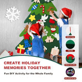 3.2ft DIY Felt Christmas Tree Set for Toddlers, Featuring 5M LED String Lights, 32Pcs Detachable Ornaments and Hanging Rope for Wall, Door or Home Decor