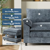 YESHOMY U-Shaped Modular Sectional Sofa in Grey Chenille, Featuring Supportive Soft Sponges, Removable Ottoman, and Sleeper Design