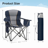 Oversized Heavy-Duty Folding Camp Chair with 450 LBS Support, Cup Holder and Cooler Bag, Portable Outdoor Seating, Green