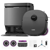 Eureka J15 Pro Ultra Robot Vacuum and Mop with Self-Emptying Base, 16,200 Pa Suction and Flex-Arm Mop, Featuring Hot Water Washing, Hot Air Drying, Anti-Tangle Technology and AI Obstacle Avoidance, Black