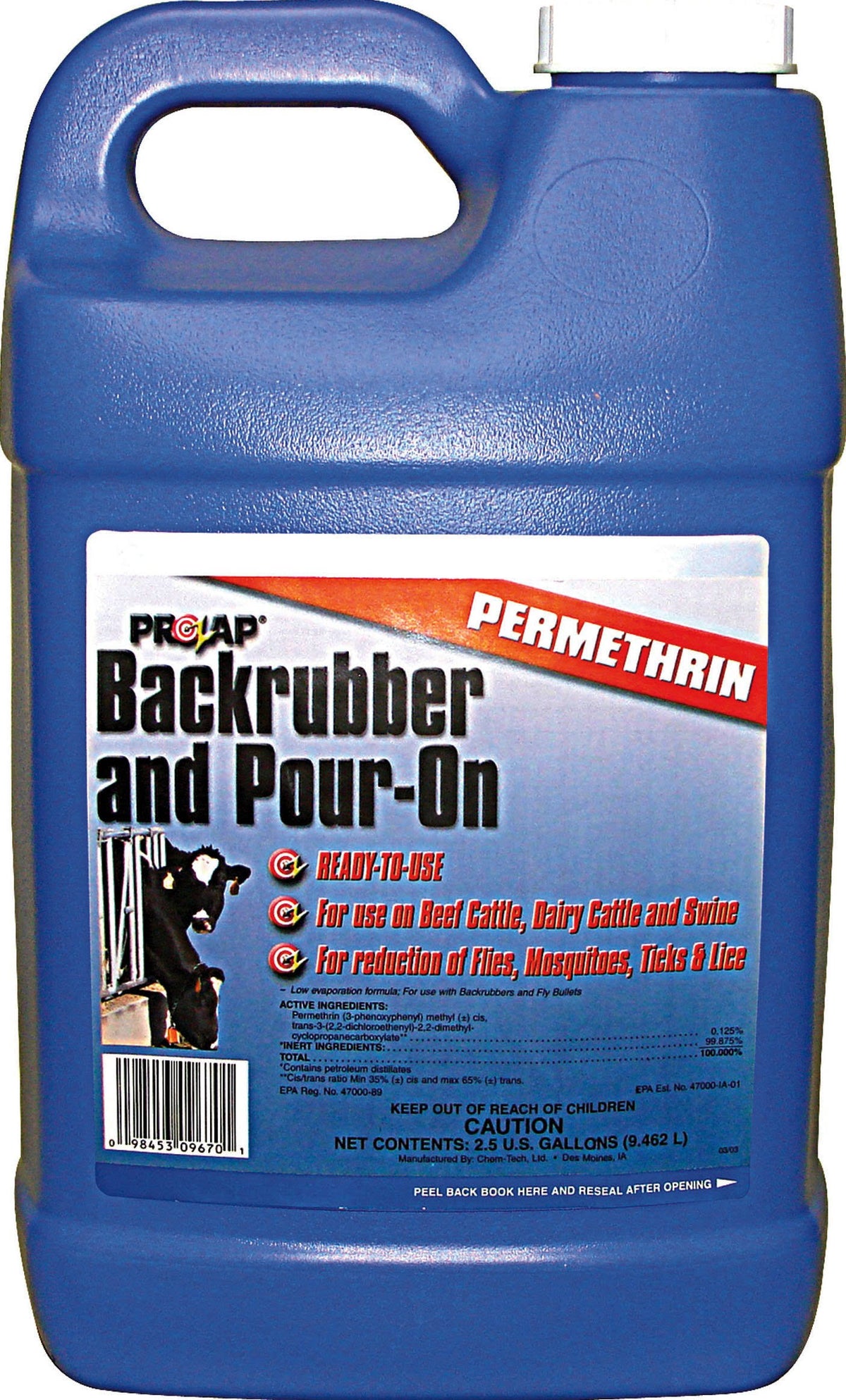 Prozap Backrubber Pour-On Xtra, 2.5-Gallon Container