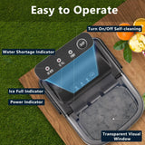 Portable Countertop Bullet Ice Maker with Handle, Basket & Scoop, Self-Cleaning 26 Lbs/24H Machine Ready in 6 Minutes, 9 Bullet Ice Cubes for Home, Kitchen, Camping & RV