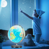 COSTWAY 13-Inch Illuminated World Globe with LED Light, Clear Easy-to-Read Map, 720° Rotation, and Educational Geographic Design for Students and Classrooms