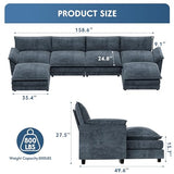 YESHOMY U-Shaped Modular Sectional Sofa in Grey Chenille, Featuring Supportive Soft Sponges, Removable Ottoman, and Sleeper Design