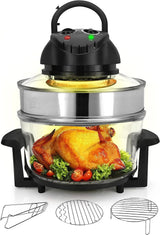 18-Quart Countertop Convection Air Fryer with See-Through Glass Bowl, Broil Rack and Toasting Rack for Air Frying, Roasting, Baking, Grilling and Steaming