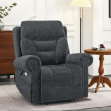 MCombo 7888 Triple-Motor Power Lift Recliner for Seniors, Fabric Chair with Massage, Lumbar and Seat Heating, Adjustable Headrest and Rolled Arms, Coffee, Medium