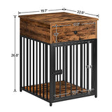 HOOBRO Decorative Dog Crate Furniture with Drawer, Indoor End-Table Kennel for Small Dogs Featuring a Steel-Tube, Chew-Proof Cage, Greige BG01GW03