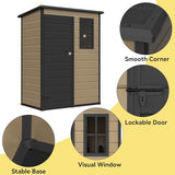 DWVO 5 x 3ft Gray Resin Outdoor Storage Shed with Floor, Window, Waterproof Construction, and Lockable Door for Garden, Yard, or Patio