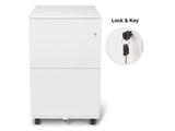 Aurora FC-102WT Modern Soho 2-Drawer Mobile File Cabinet, Fully Assembled Metal Storage with Lock and Key, White