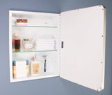 16×20 Austin Farmhouse Recessed Medicine Cabinet with Rounded Rectangle Metal Frame, Beveled Mirror & Glass Shelves, 14×18 in-Wall Opening, Powder-Coated Steel, Magnet Close, Brushed Nickel