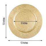 24-Piece Set of 13-Inch Gold Wooden Textured Round Charger Plates by Balsacircle, Designed for Dinner Parties, Weddings and Holidays