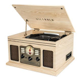 Victrola The Quincy 6-in-1 Bluetooth Record Player & Multimedia Center with 3-Speed Turntable, CD & Cassette Player, AM/FM Radio, Built-In Speakers and Wireless Music Streaming, Natural