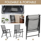 Yaheetech Set of 4 Outdoor Folding Dining Chairs with Armrests, Metal Frame & Backrest for Lawn, Garden, Yard or Poolside, Black