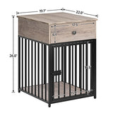 HOOBRO Decorative Dog Crate Furniture with Drawer, Indoor End-Table Kennel for Small Dogs Featuring a Steel-Tube, Chew-Proof Cage, Greige BG01GW03