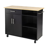 Shintenchi Rolling Kitchen Island Cart with Large Worktop, Cabinet Storage, Drawers, Towel Rack and Wheeled Side-Table Design, White